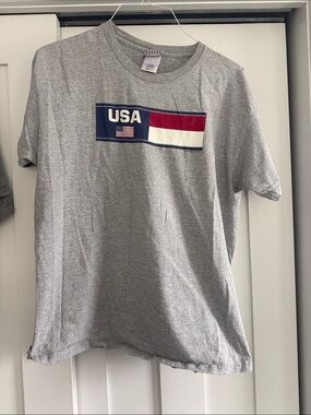 2 USA Graphic Crewneck T-Shirts- Gray sold together